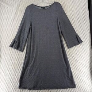 J Jill Wearever Collection Dress Houndstooth Bell Sleeve A-Line  Black White M‎